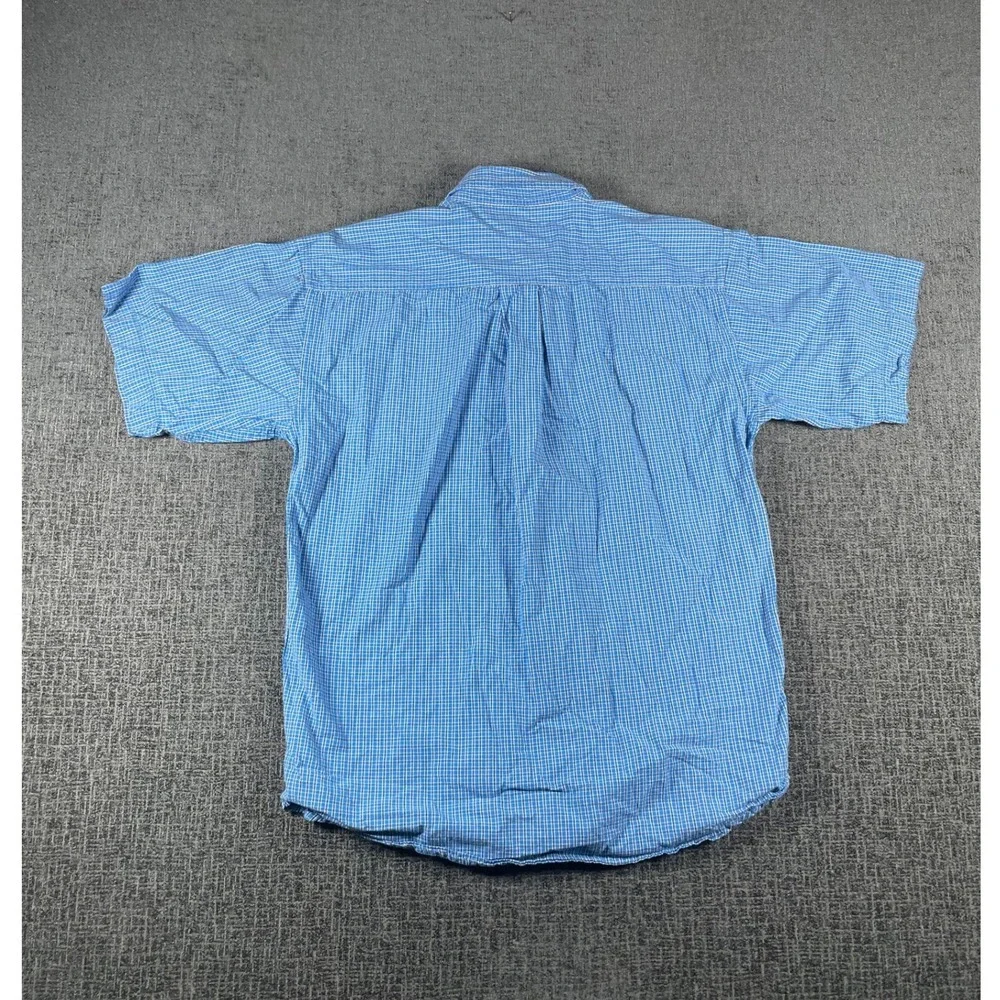 Ralph Lauren Kids Blue Gingham Cotton Short Sleeve Button Down Shirt Size Large